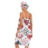 Bulletgxll Valentines Day Pattern Women's Shower Wrap Towel Set of 3 Adjustable Spa Body Wrap Super Absorbent Bathrobe with Hair Towel & Headband view 2