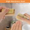 Amabro 2 PCS Wood Nail Brush, Nail Scrub Brush for Cleaning Fingernail Toenail Two-sided Hand Nail Scrubber Brush Bamboo Fingernails Brush with Stiff Sisal Bristles Manicure Pedicure Scrubber view 2