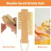 Amabro 2 PCS Wood Nail Brush, Nail Scrub Brush for Cleaning Fingernail Toenail Two-sided Hand Nail Scrubber Brush Bamboo Fingernails Brush with Stiff Sisal Bristles Manicure Pedicure Scrubber view 4