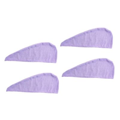 Angoily 2sets 60 * 25cm Purple Microfiber Hair Drying Cap Fast Dry Spa Caps Non Slip Hair Towel Wrap 2pcs*2