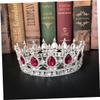 Beatifufu Headdress Red and Silver Accents Charming Wedding Dress Accessory for Special Occasions Parties and Proms view 4
