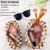 2Pcs Checkered Pencil Case Cute Pencil Pouch for Teens Checkered Makeup Bag Travel Cosmetic Bag Set Cute Makeup Pouch for Purse Portable Zippered Skincare Bags Preppy Toiletry Bags Organizer(Brown) view 2