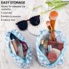 2Pcs Checkered Pencil Case Cute Pencil Pouch for Teens Checkered Makeup Bag Travel Cosmetic Bag Set Cute Makeup Pouch for Purse Portable Zippered Skincare Bags Preppy Toiletry Bags Organizer(Blue) view 2