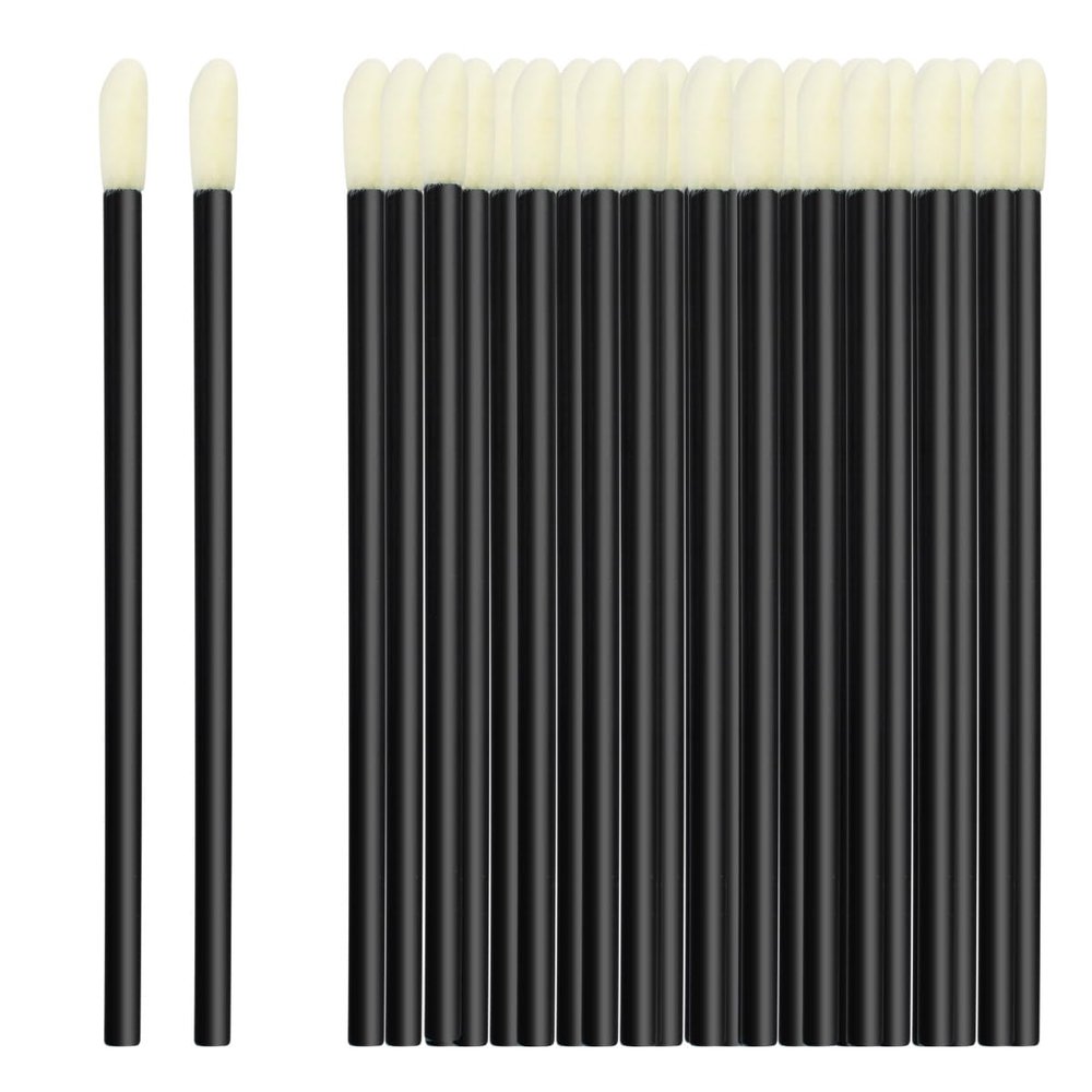 100 Pack Disposable Lip Brushes Lipstick Wands Lip Gloss Applicator Brush Makeup Tool Make Up Applicators Perfect Beauty Cosmetic Kits Mascara Wand Set Lash Spoolies for Eyelash Extensions (Black)