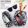 2Pcs Checkered Pencil Case Cute Pencil Pouch for Teens Checkered Makeup Bag Travel Cosmetic Bag Set Cute Makeup Pouch for Purse Portable Zippered Skincare Bags Preppy Toiletry Bags Organizer(Black) view 2