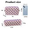 2Pcs Checkered Pencil Case Cute Pencil Pouch for Teens Checkered Makeup Bag Travel Cosmetic Bag Set Cute Makeup Pouch for Purse Portable Zippered Skincare Bags Preppy Toiletry Bags Organizer(Purple) view 4