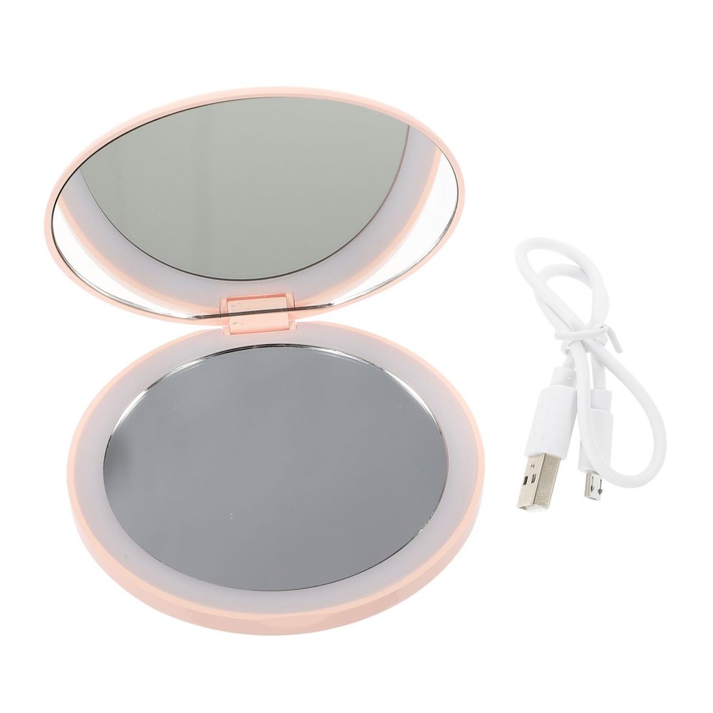 DOITOOL 1set Compact Rechargeable Led Makeup Mirror Portable Travel Vanity Mirror for Women Lightweight Handheld Design High Definition Clamshell Convenience for Daily Use and Travel