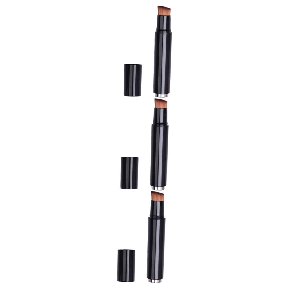 Housoutil 3pcs Multifunctional Makeup Brush Kit Foundation Liquid Foundation Makeup Rayon Material Soft Dense Portable Reusable