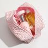 Saikaspotts Quilted Makeup Bag, Floral Cosmetic Bag Cute Handmade Aesthetic Pink Toiletry Bag Flower Coquette Accessories Cotton Pouch for Women view 2