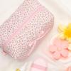 Saikaspotts Quilted Makeup Bag, Floral Cosmetic Bag Cute Handmade Aesthetic Pink Toiletry Bag Flower Coquette Accessories Cotton Pouch for Women view 4