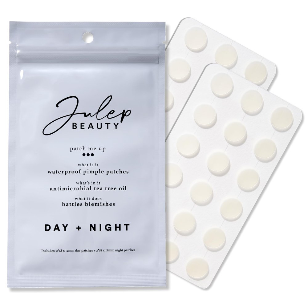 Julep Patch Me Up Waterproof Pimple Patches for Face  72 Hydrocolloid Clear Acne Patches with Tea Tree Oil, Ultra-Thin Acne Stickers, Reduces Blemishes & Scarring  48 8mm & 24 12mm Patches