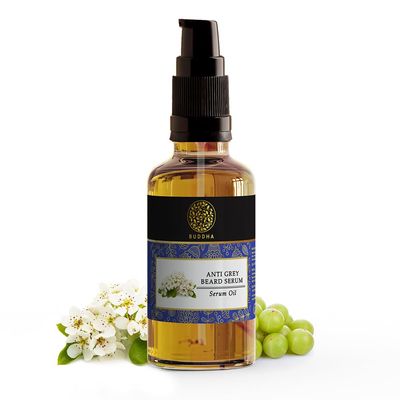 Buddha Natural Grey Beard Hair Serum (25 ml) - 100% Ayurvedic and Natural Serum - Restores Natural Black Color of Grey Whites | For all Beard Types