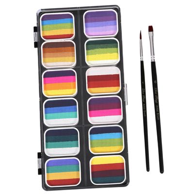 Ipetboom 12 Gradient Neon Face Body Painting Palette for Makeup Water Activated Face Paint Kit Storage Box Safe Easy to Clean for Halloween Cosplay Party