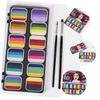 Ipetboom 12 Gradient Neon Face Body Painting Palette for Makeup Water Activated Face Paint Kit Storage Box Safe Easy to Clean for Halloween Cosplay Party view 2