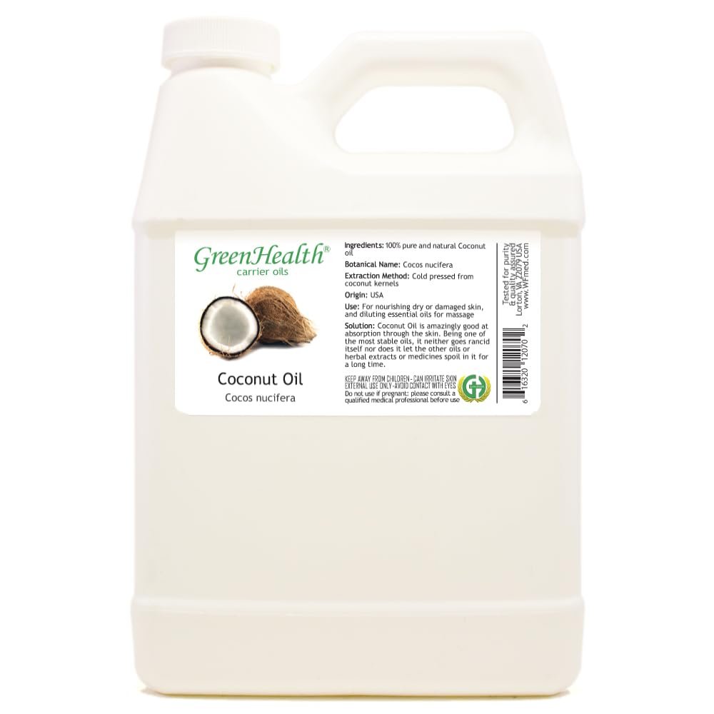 Coconut (Fractionated) Oil - 100% Pure & Natural - 32 Fl Oz (946 ml) - GreenHealth