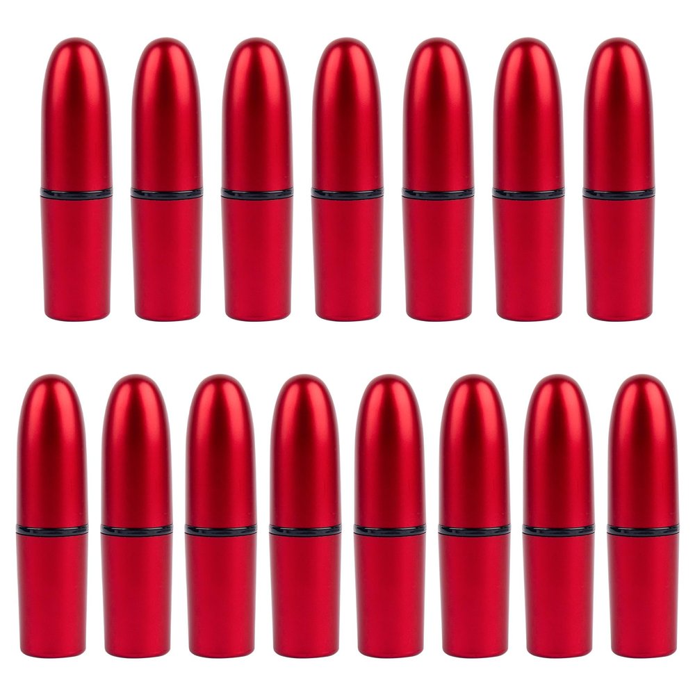AUEAR, Empty Lipstick Tubes Bullet Shaped Holders Lip Balm Container for DIY (Red, 15 Pack)