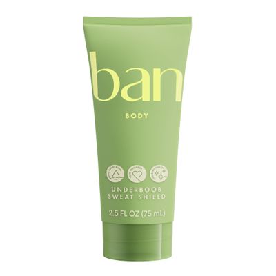 Ban Underboob Sweat Shield Stay Dry Lotion, Safe for Sensitive Skin, Free of Aluminum, Baking Soda & Talc, Soothing Aloe & Calendula, Unscented, 2.5 Oz