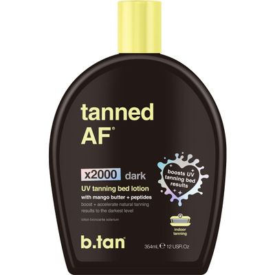 b.tan UV Tanning Bed Lotion | Darkest Tanning Lotion - Tinted, Indoor Outdoor Tan Bronzer Accelerator, Best Browning Body Tan Extender, No Sun Protection, 12 Fl Oz