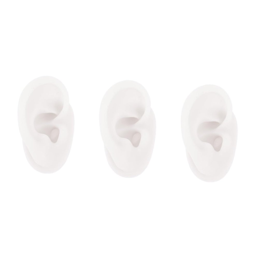 SOLUSTRE 3pcs Realistic Human Ear Model Silicone Ear Piercing Model Jewelry Display