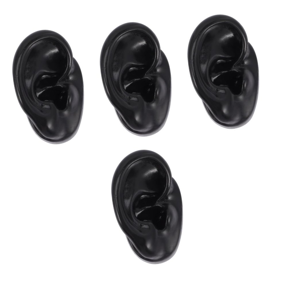 SOLUSTRE 4pcs Realistic Silicone Ear Piercing Practice Model Fake Ear Display Body Piercing Teaching Aid