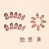 24Pcs Almond Press on Nails Ink And Wash Halo Dyeing Fake Nails CEWEWP Medium Nails Press on Acrylic Nails Oval Winter False Nails with Designs Fall Glue on Nails for Women Girls DIY Nail Decorations view 2