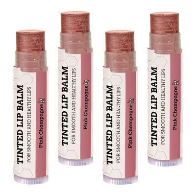 Earth's Daughter Tinted Lip Balm Stocking Stuffers 4-Pack of Pink Champagne Color - Beeswax, Coconut Oil, Cocoa Butter, Vitamin - Moisturize and Beautify - Paraben Free