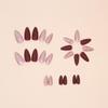 24Pcs Almond Press on Nails French Tip Brown Fake Nails Nude Red Medium Nails Press on Acrylic Nails Swirl Gold Winter False Nails with Designs Fall Glue on Nails for Women Girls DIY Nail Decorations view 2