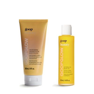 goop Beauty Microderm Body Scrub & Body Oil Bundle | 4 fl oz Exfoliating Body Wash to Cleanse & Moisturize Skin | 6 fl oz Fast-Absorbing Moisturizer for Dry Skin | Silicone & Paraben Free