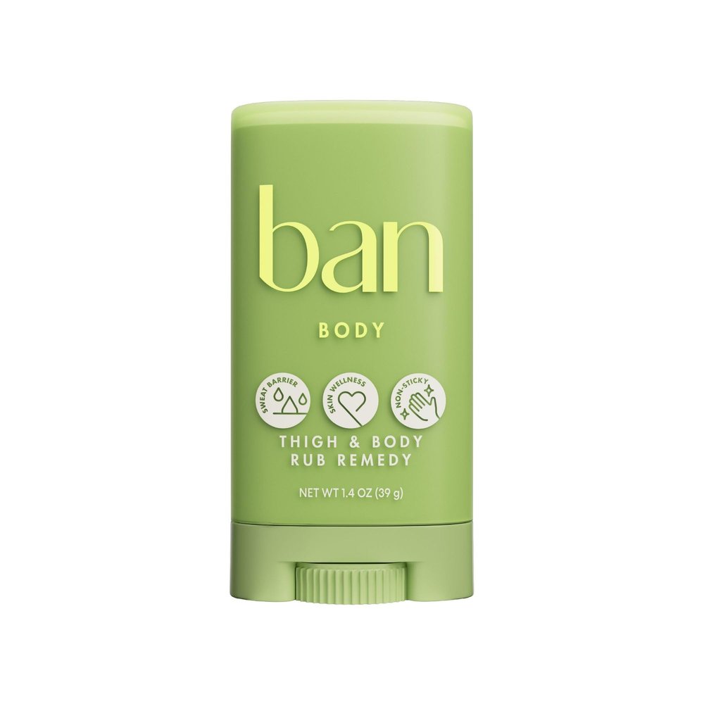 Ban Thigh & Body Anti-Friction Balm, Prevents Chafing & Skin Irritation, Anti Chafe Balm for Women & Men, Aluminum, Baking Soda & Talc Free, Unscented, 1.4 Oz