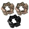 100% Mulberry Silk Scrunchies - 16 Momme Satin Hair Ties for Women with Curly, Thick or Thin Hair, Black (3 Apricot & Black) view 1