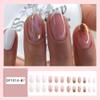 24Pcs CEWEWP Pink White Press on Nails Short French Tip Fake Nails with Gold Foil Glitter Design Press on Nails Acrylic Nails Oval False Nails for Women Stick on Nails Tip with Glue view 2