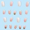 24Pcs CEWEWP Pink White Press on Nails Short French Tip Fake Nails with Gold Foil Glitter Design Press on Nails Acrylic Nails Oval False Nails for Women Stick on Nails Tip with Glue view 4