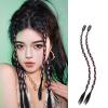 2PS Braids Hang Ear Dye Boxing Braid Hand Tied for Woman Girl Braiding High Temperature Fiber 18inch Clip in Hair (Brown black -pink) view 1