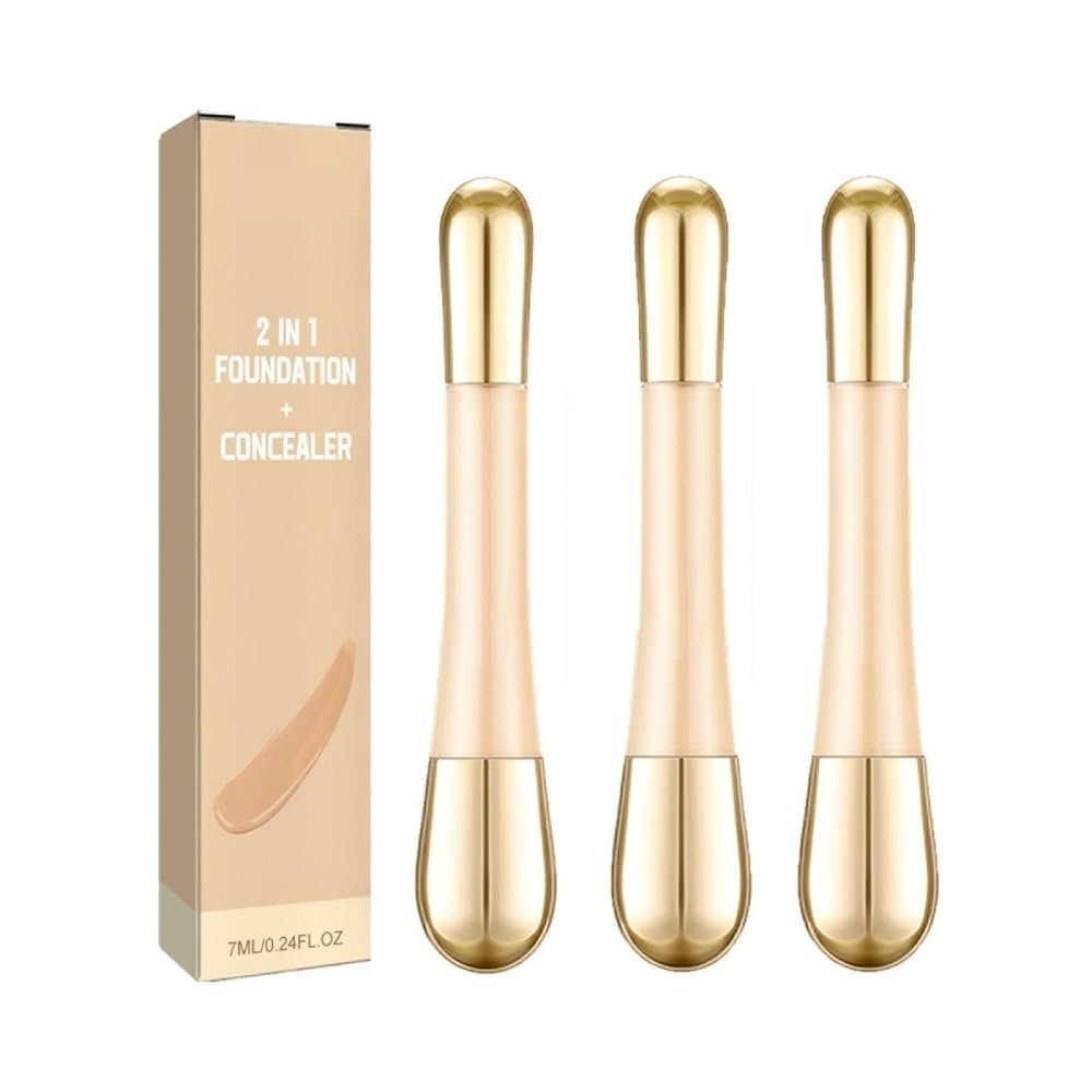 2 In 1 - Foundation + Anti-Wrinkle Concealer,Smooth And Blur Fine Lines, Wrinkles, Flaws And Redness, And Create A Natural And Perfect Appearance-natural Perfection! (Color : 3Count (Pack of 3))
