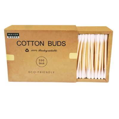 Cotton Buds cotton swabs for ears wooden sticks cotton swabs for makeup removal travel size eco-friendly organic cotton swabs biodegradable cotton swabs for face round tip