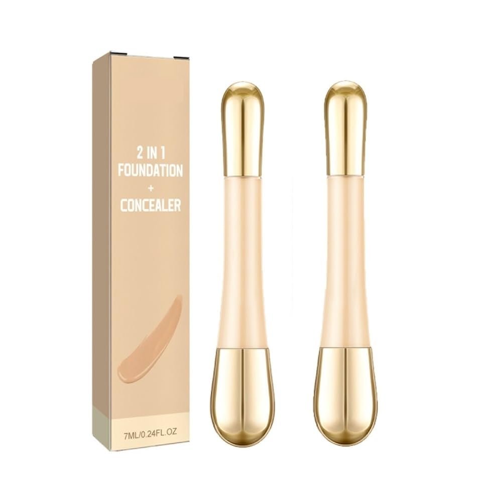 2 In 1 - Foundation + Anti-Wrinkle Concealer,Smooth And Blur Fine Lines, Wrinkles, Flaws And Redness, And Create A Natural And Perfect Appearance-natural Perfection! (Color : 2Count (Pack of 2))