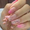 CEWEWP 24Pcs Almond Shape Pink Gradient Spring Floral False Nails, 12 Sizes, Glossy Finish, Full Cover, Reusable, DIY Manicure view 1