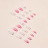 CEWEWP 24Pcs Almond Shape Pink Gradient Spring Floral False Nails, 12 Sizes, Glossy Finish, Full Cover, Reusable, DIY Manicure view 4