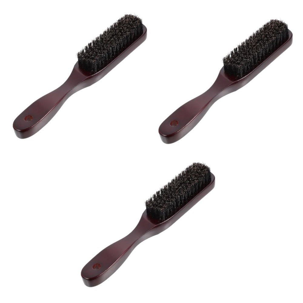 Balacoo 3 Pcs Long Handle Beard Brush Wooden Hair Comb Boars Hair Beard Brush Barrel Hair Brush Beard Straightener Comb Personal Care Accessory Tools for Men Bristle Beard Brush Household, 21.5x4cm