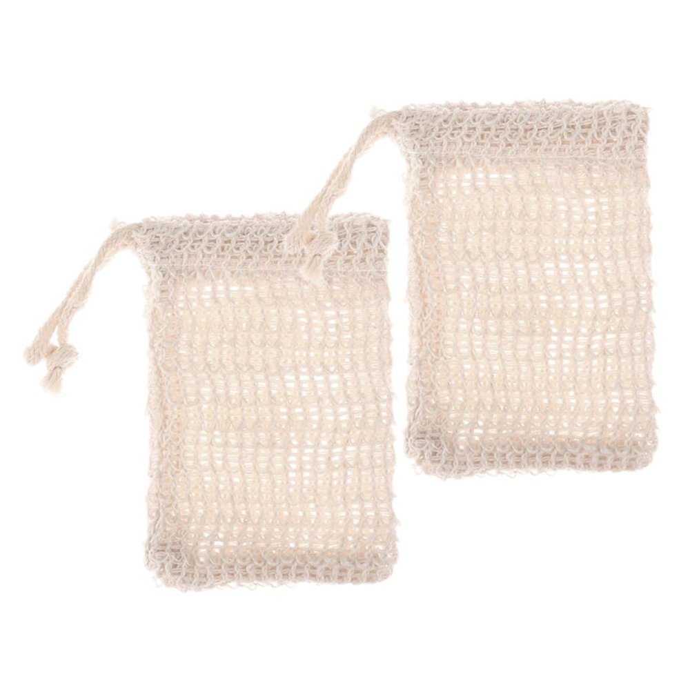 2PCS Soap Bags with Drawstring Soap Saver Pouch Soap Storage Bag for Foaming and Drying Sisal Fiber Bath Exfoliating Mesh..