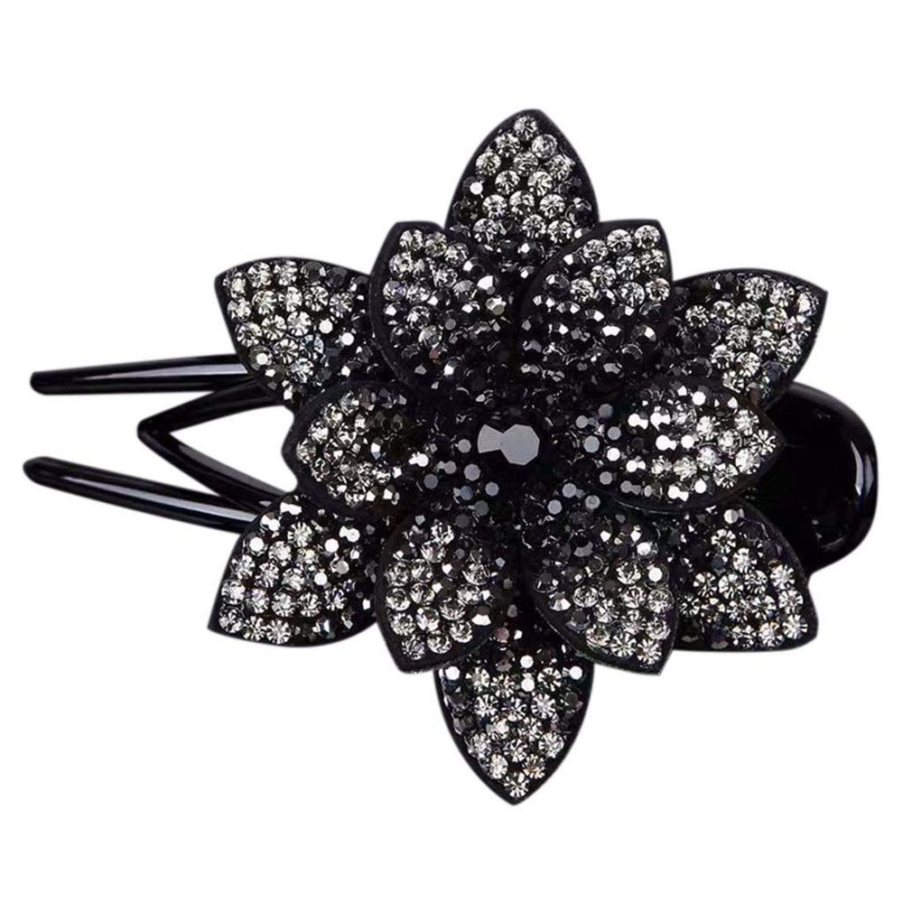 Generic Rhinestone Hair Clips Plastic Duck Billed Hair Clips Black Claw Clip Hair Barrettes for Women Wedding Hairpin Bridal Hairpins Delicate Hair Accessories for Girls Women