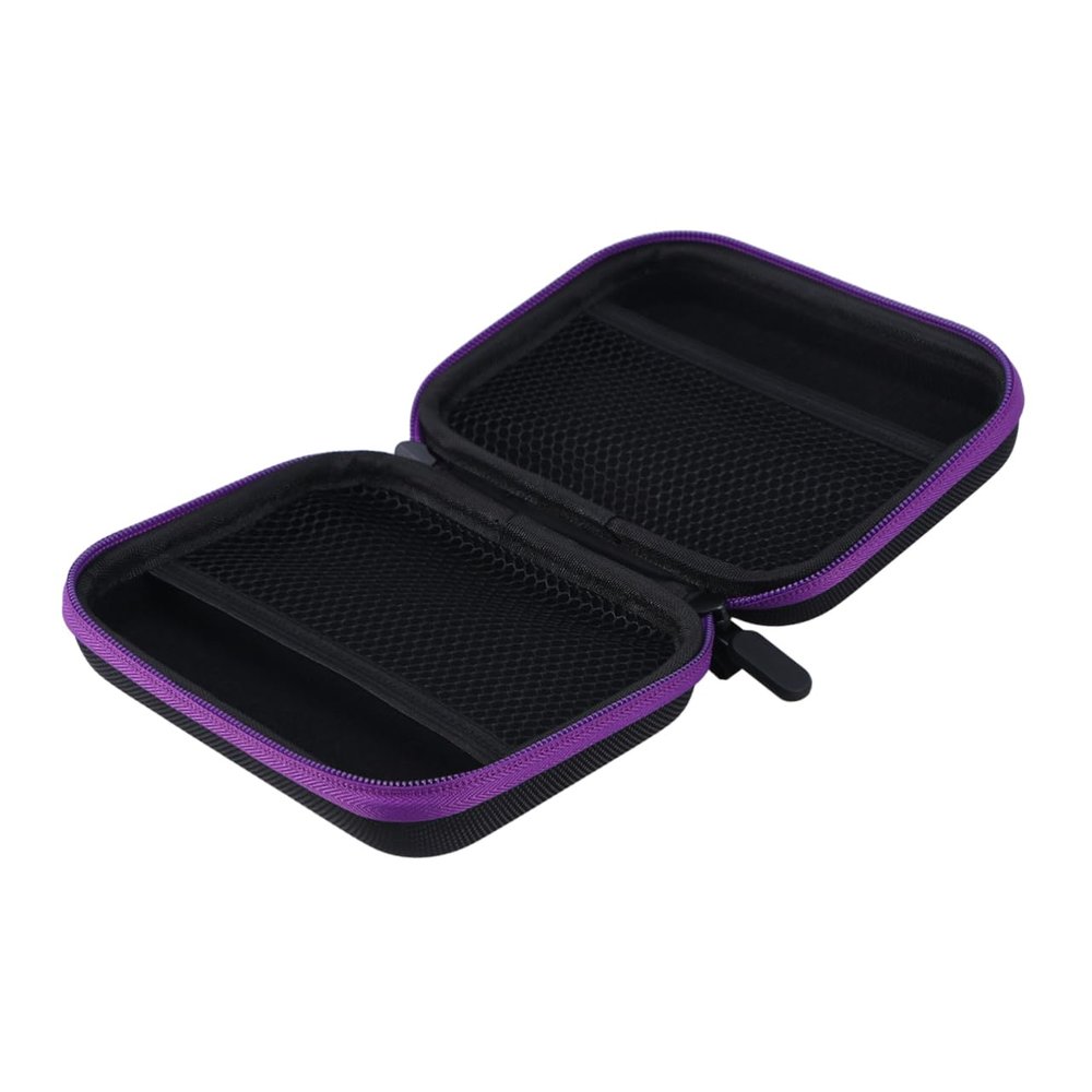 Angoily Portable Essential Oil and Lipstick Storage Case Compact Travel Bag for Women Shockproof Design Capacity Double Zipper for Essential Oils and Perfumes Purple