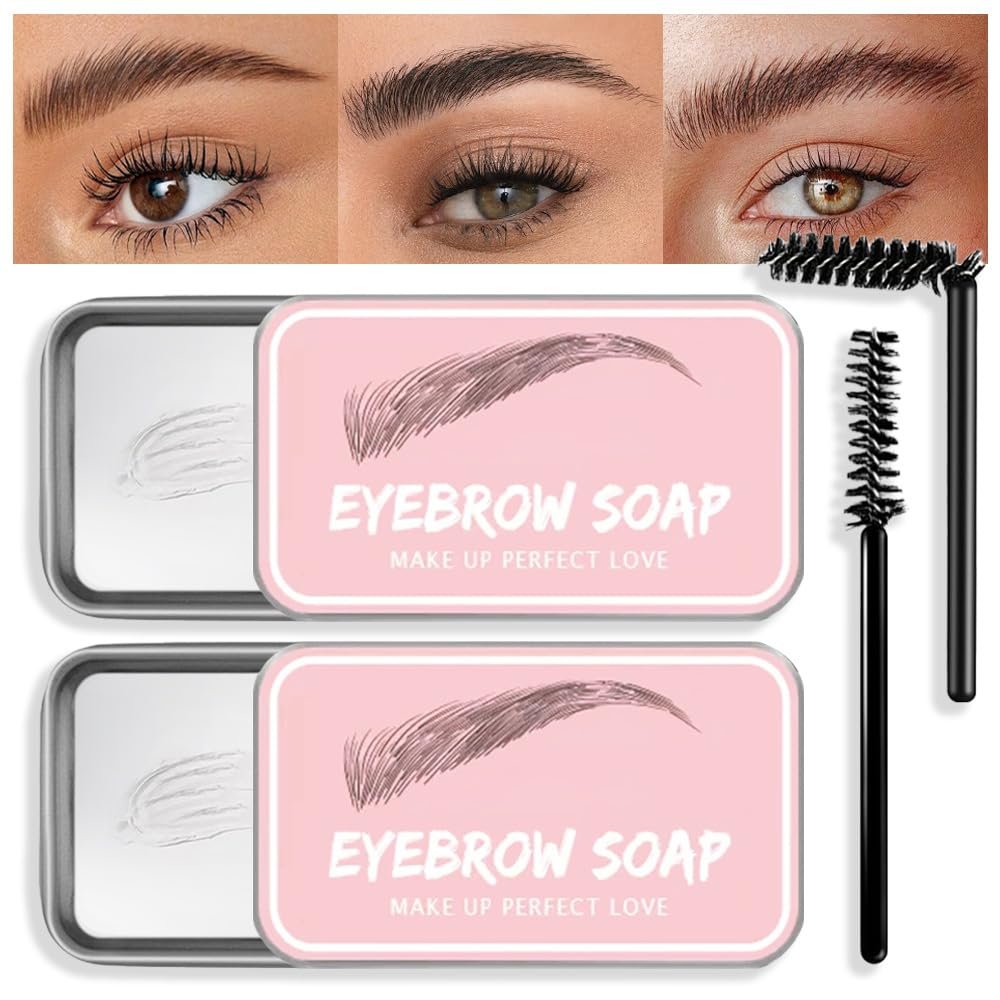 Eyebrow Soap Brows Kit,2Pcs/Set Eyebrow Freeze Styling Wax,Waterproof Long-lasting Eyebrows Enhancer Shaping Clear Tint Gel, Eye Brow Makeup Balm Pomade Cosmetics (2pc 04#)
