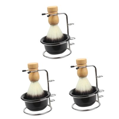 Angoily 3sets Men Shaving Kit Safety Razor Kit Brush Bowl Stand Beard Brush for Home Wet Shave
