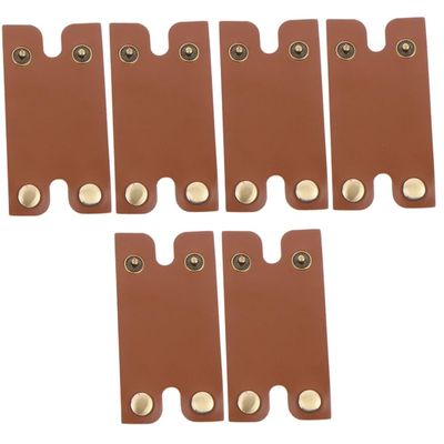 Angoily 6pcs Men Head Shaver Razor Comb Protective Case Leather Travel Razor Head Bag Supplies