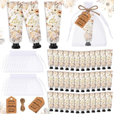 Dansib 48 Sets Winter Baby Shower Hand Cream Gift Party Favors for Guests Gift Bulk Mini Travel Size Hand Lotion Set for Guests(Boho)