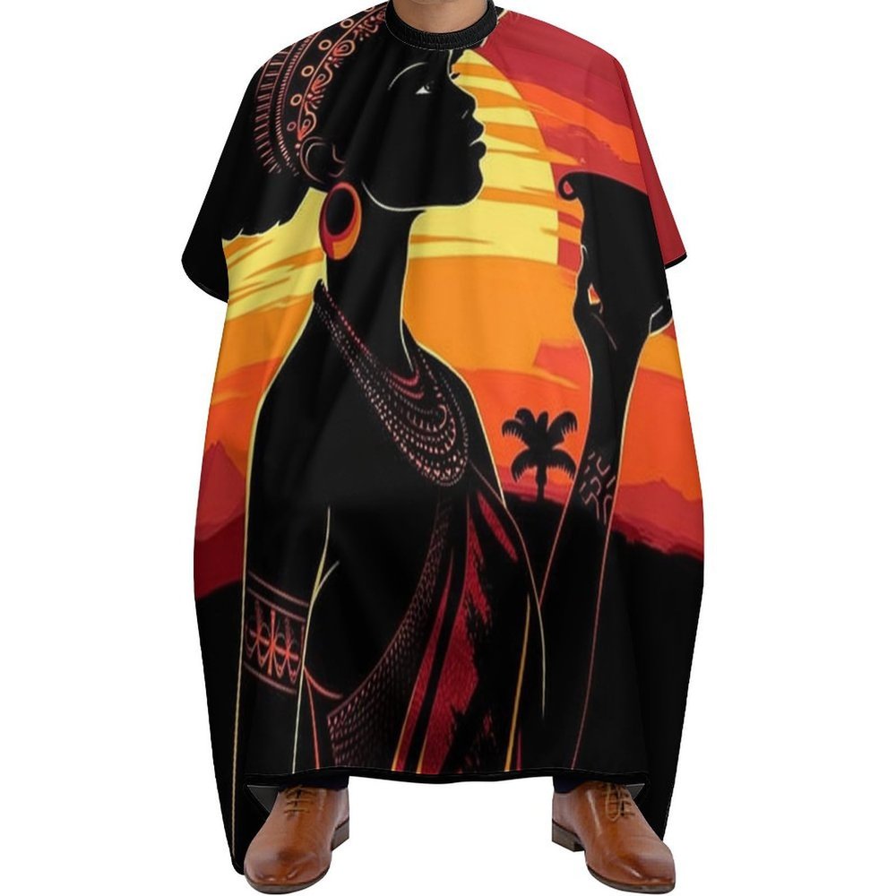 African Women Painting Art Professional Barber Cape,Polyester Hair Cutting Salon Cape,Water And Stain Resistant Apron,Cutting Hair Beard Hairdressing Cape Anti-Static Haircut,56.766.9 Inch (1 Pack)