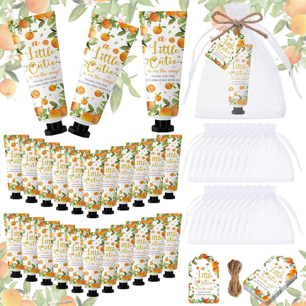 Dansib 48 Sets Christmas Winter Baby Shower Hand Cream Gift Party Favors for Guests Gift Bulk Mini Travel Size Hand Lotion Set for Guests(Little Cutie)