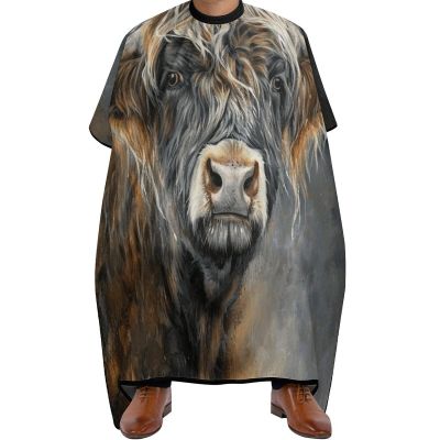 Bull Highland Cow Poster Professional Barber Cape,Polyester Hair Cutting Salon Cape,Water And Stain Resistant Apron,Cutting Hair Beard Hairdressing Cape Anti-Static Haircut,56.766.9 Inch (1 Pack)
