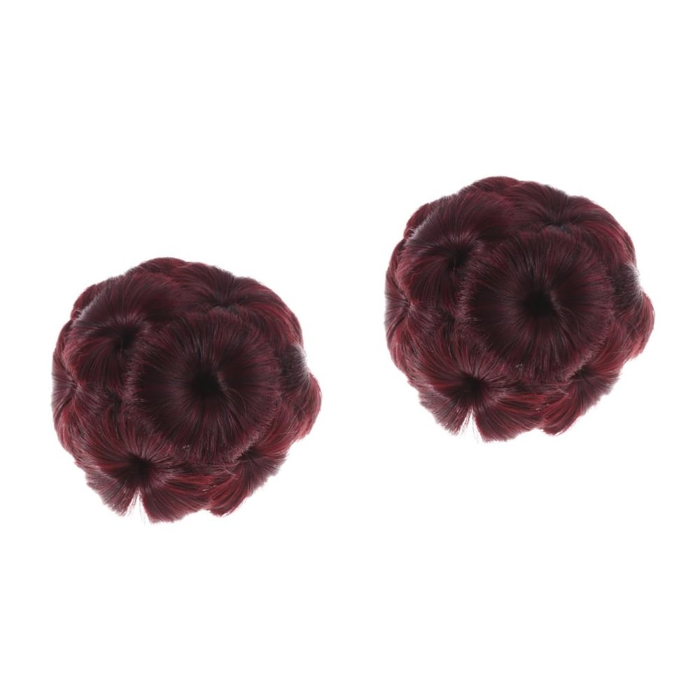 balacoo 2pcs Synthetic Hair Updo Clip Flower Hair Clips Bun Fixator Women Ladies Wine